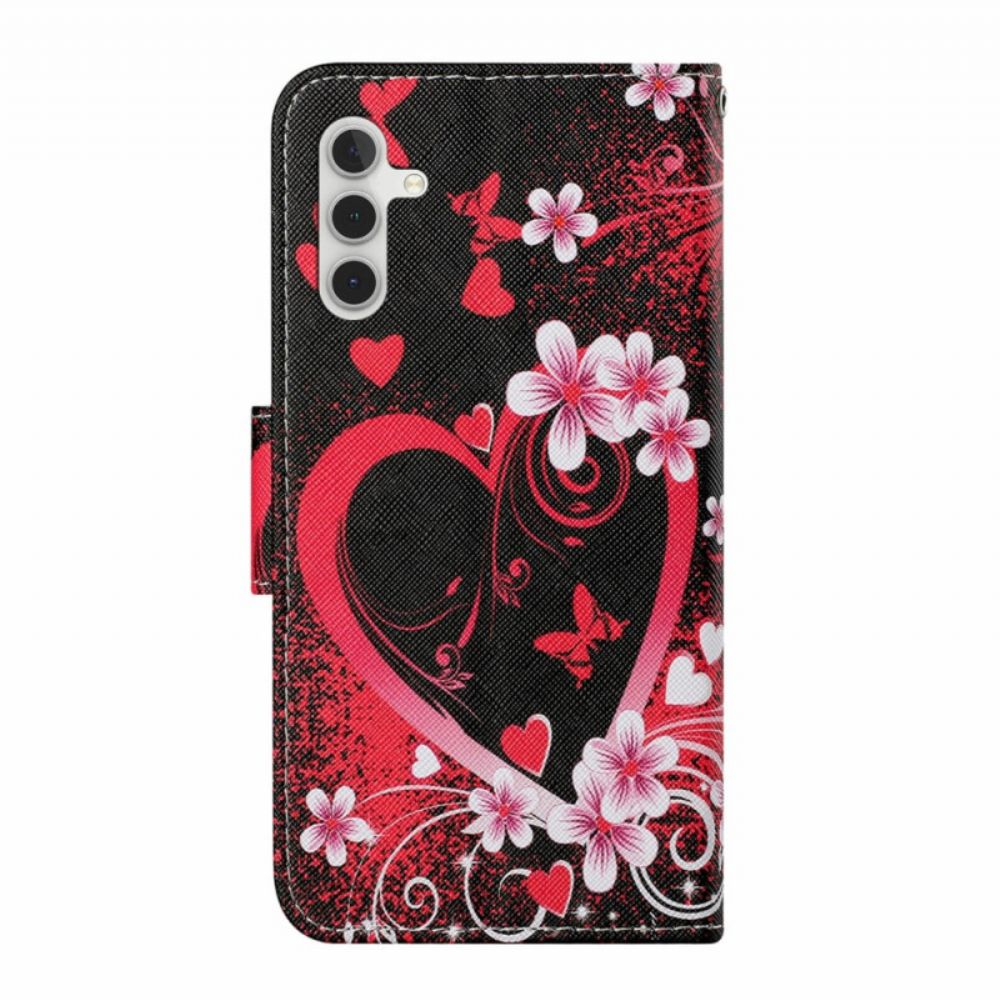 Leren Hoesje Samsung Galaxy A17 4g / 5g Rood Hart Bescherming Hoesje
