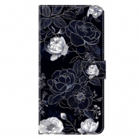 Leren Hoesje Samsung Galaxy A17 4g / 5g Vintage Bloemen Bescherming Hoesje
