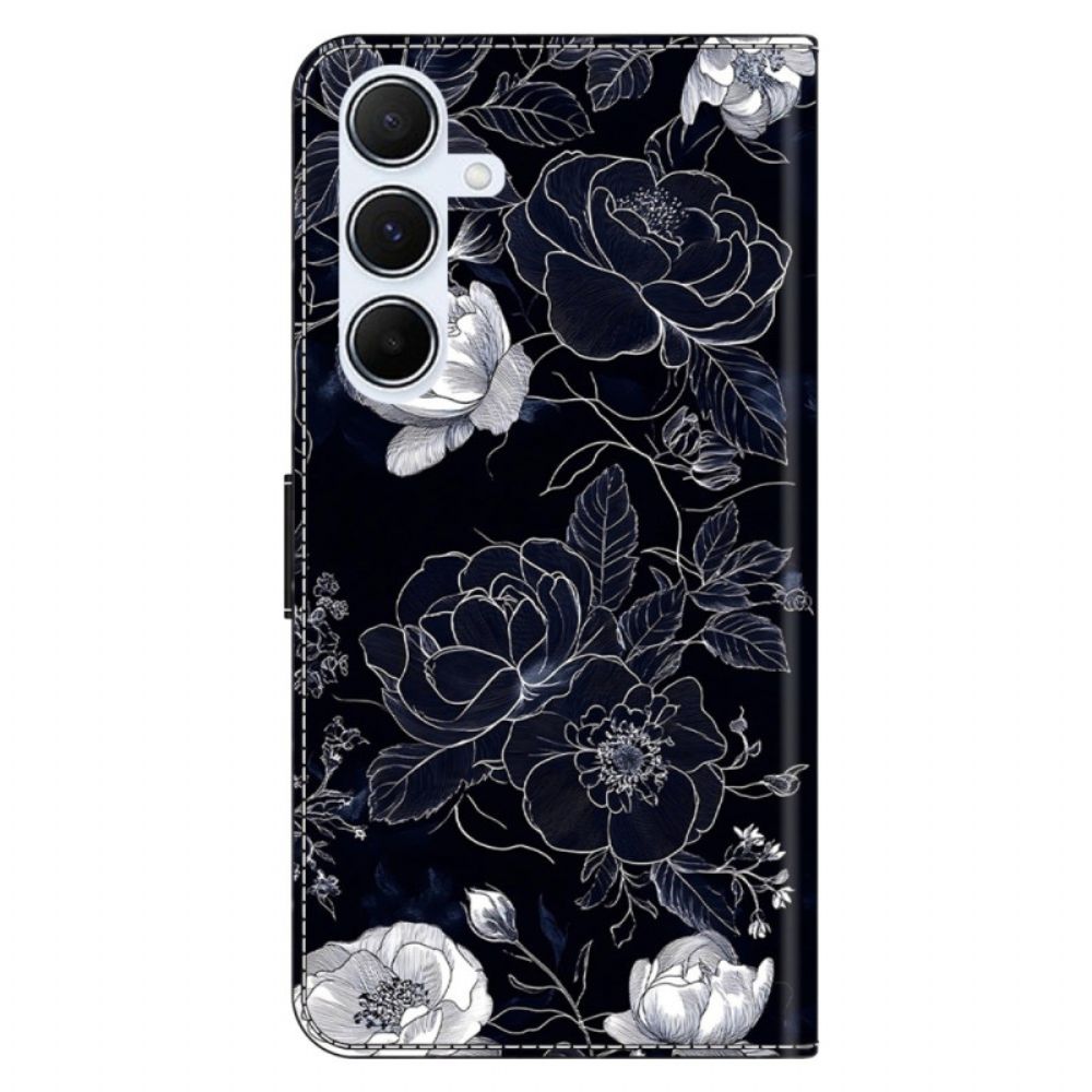 Leren Hoesje Samsung Galaxy A17 4g / 5g Vintage Bloemen Bescherming Hoesje