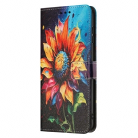 Leren Hoesje Samsung Galaxy A17 4g / 5g Zonnebloempatroon