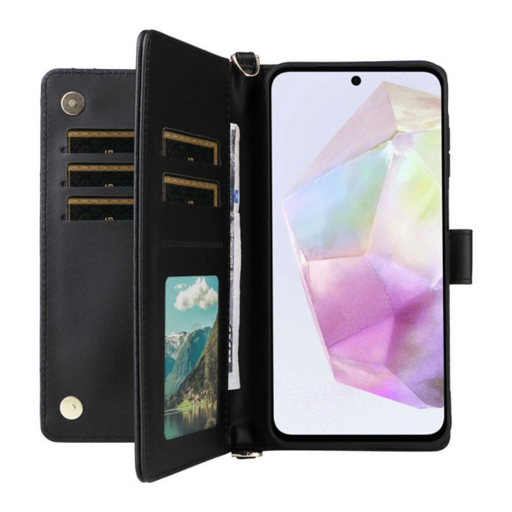 Leren Hoesje Voor Samsung Galaxy A17 4g / 5g Gewatteerd Met Schouderband En Polsband