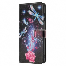 Leren Hoesje Voor Samsung Galaxy A17 4g / 5g Kleurrijke Libellen