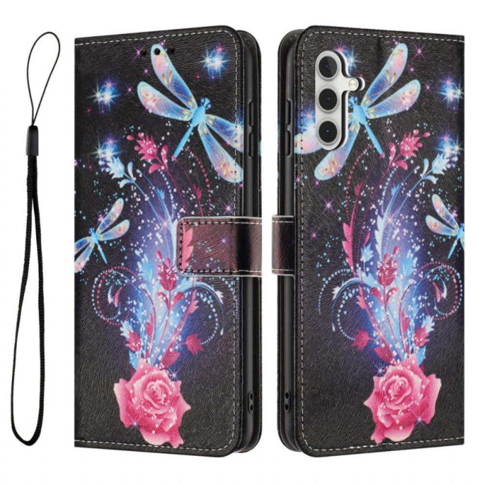 Leren Hoesje Voor Samsung Galaxy A17 4g / 5g Kleurrijke Libellen