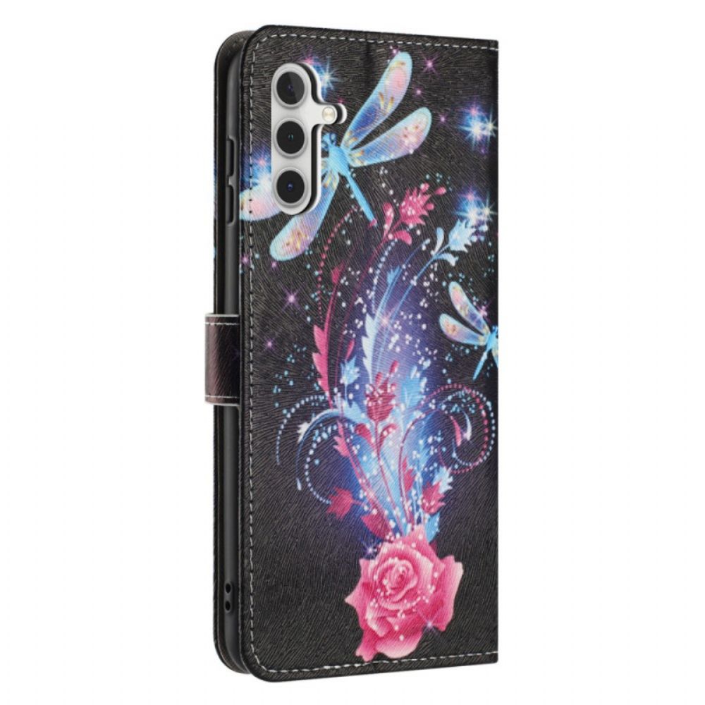 Leren Hoesje Voor Samsung Galaxy A17 4g / 5g Kleurrijke Libellen
