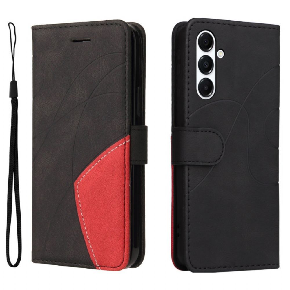 Leren Hoesje Voor Samsung Galaxy A17 4g / 5g Tweekleurig Rimpelpatroon