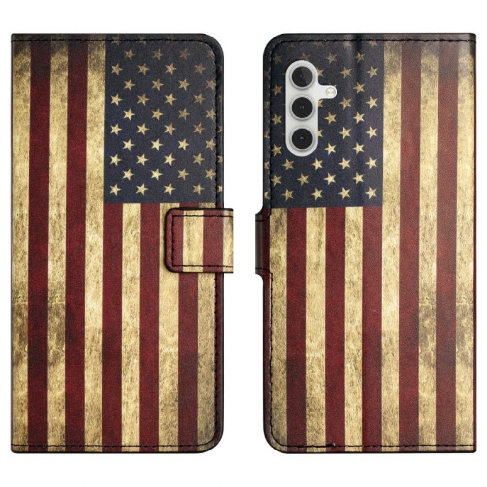 Leren Hoesje Voor Samsung Galaxy A17 4g / 5g Vintage Amerikaanse Vlag