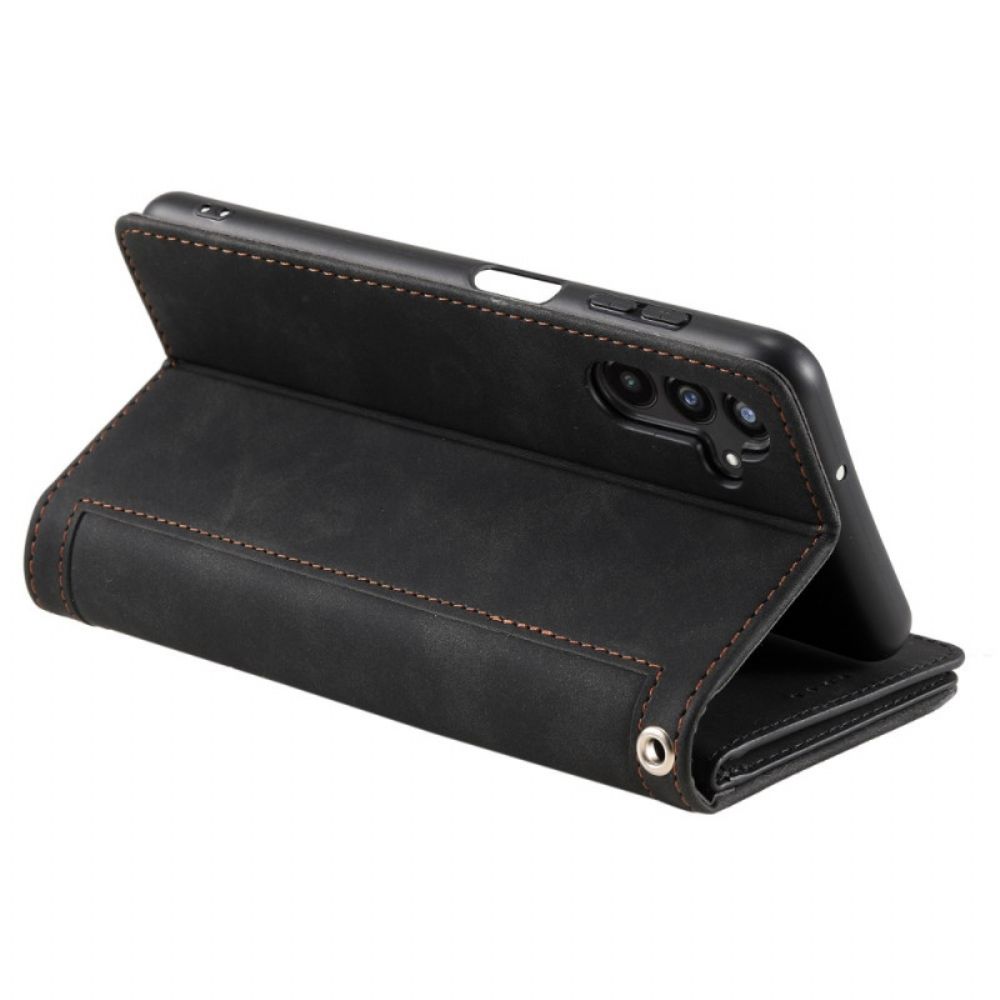 Leren Hoesje Voor Samsung Galaxy A17 4g / 5g Vintage Portemonnee Met 9 Kaartsleuven