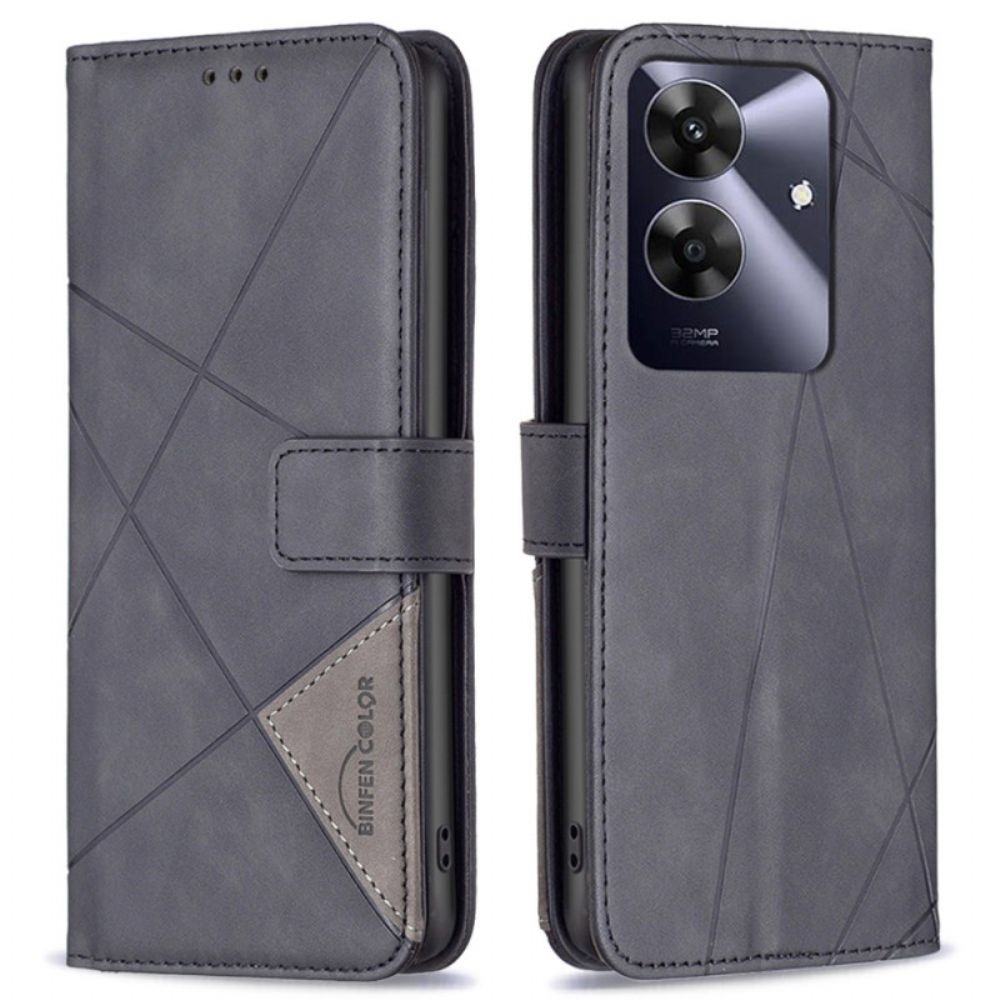 Flip Case Leren Realme Note 60 Geometrische Patronen Binfen-kleur