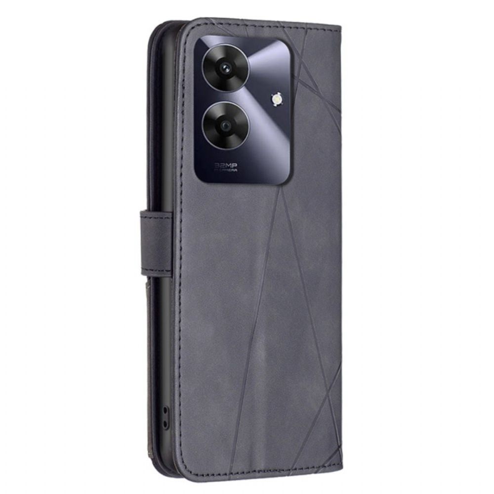 Flip Case Leren Realme Note 60 Geometrische Patronen Binfen-kleur