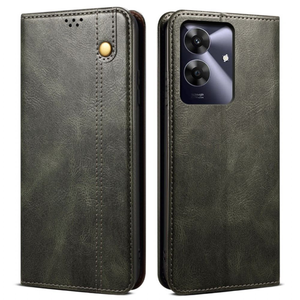 Folio-hoesje Realme Note 60 Telefoonhoesje Gewaxt Kunstleer