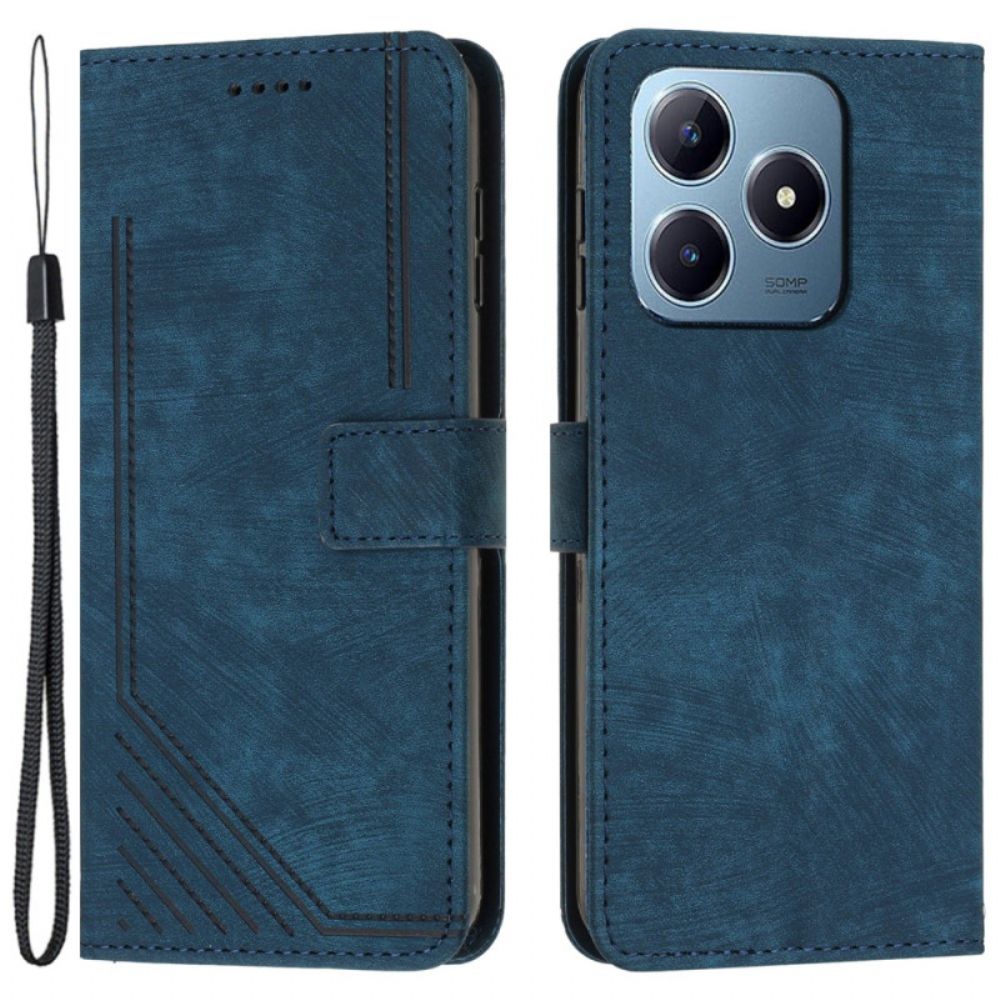 Leren Hoesje Realme Note 60 Retro Lijnen