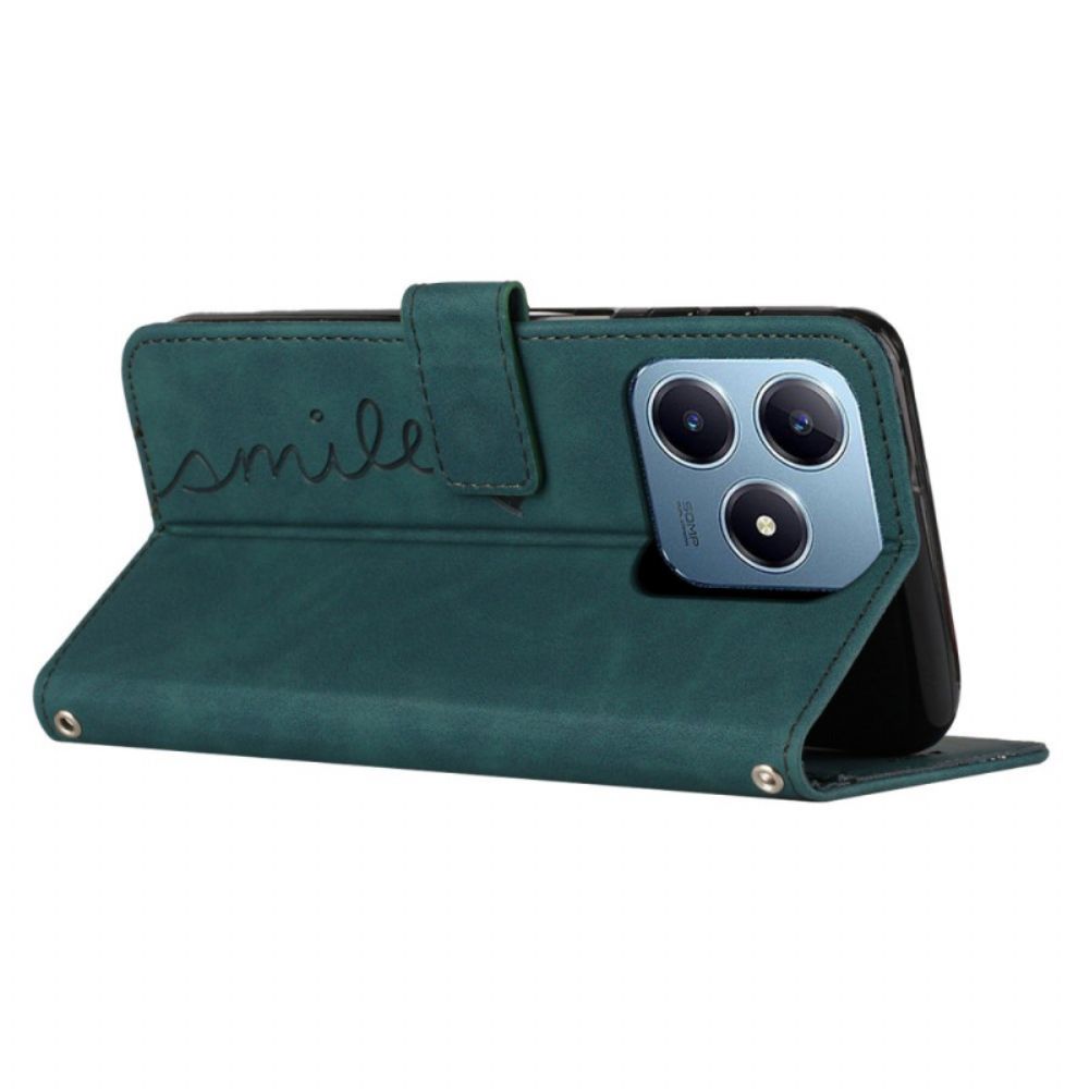 Leren Hoesje Realme Note 60 Smiley-bandje Bescherming Hoesje