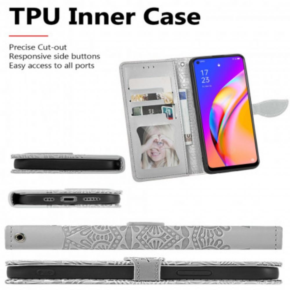 Flip Case voor Oppo A94 5G Tribale Bladeren