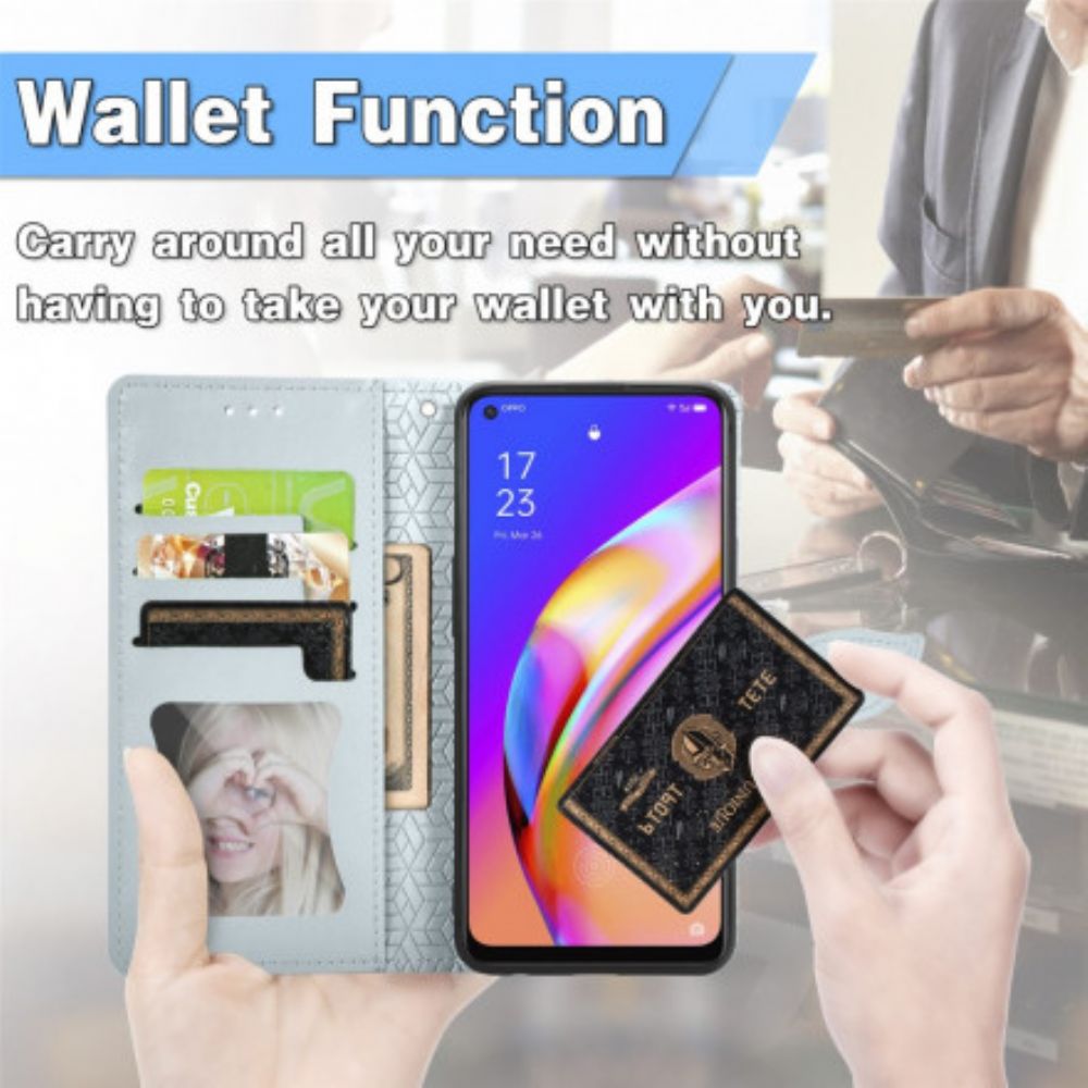 Flip Case voor Oppo A94 5G Tribale Bladeren