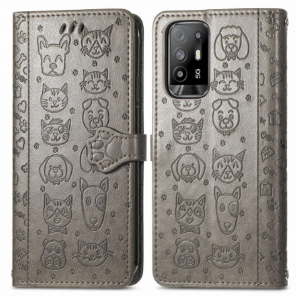 Folio-hoesje voor Oppo A94 5G Geanimeerde Dieren