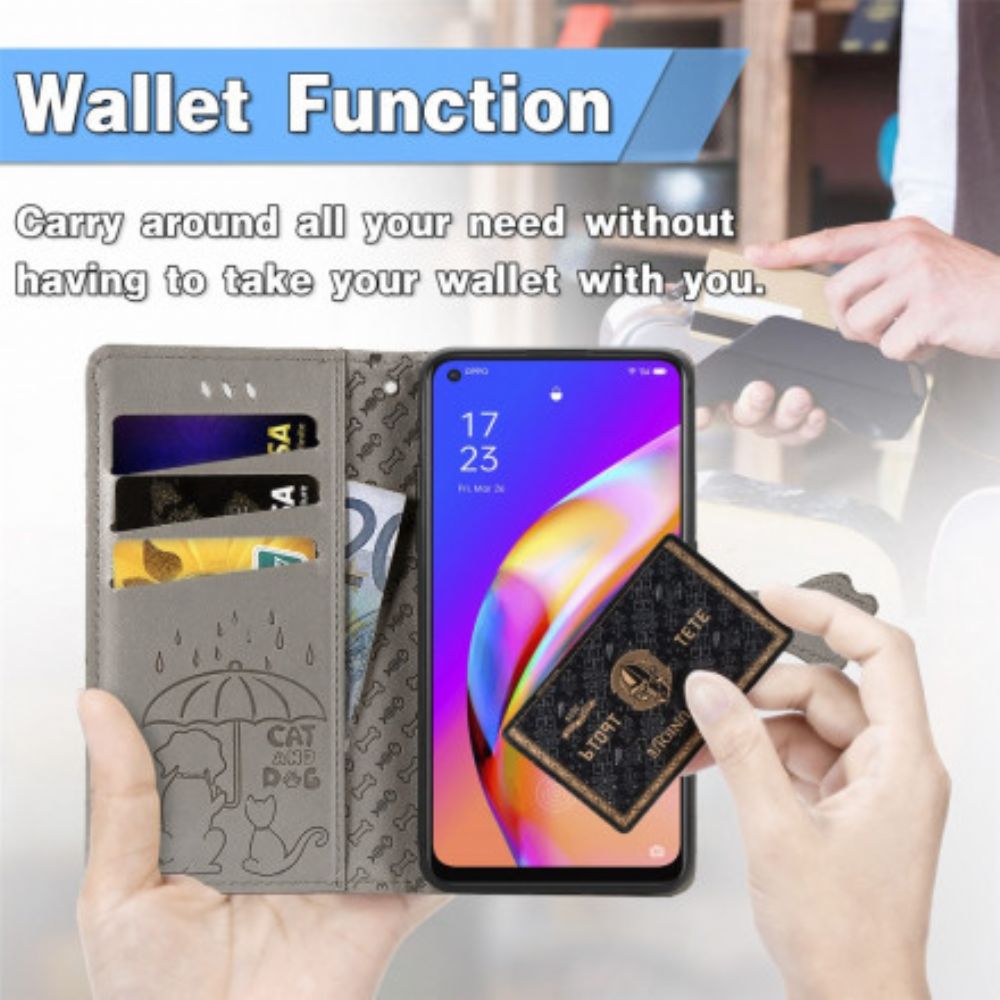 Folio-hoesje voor Oppo A94 5G Geanimeerde Dieren