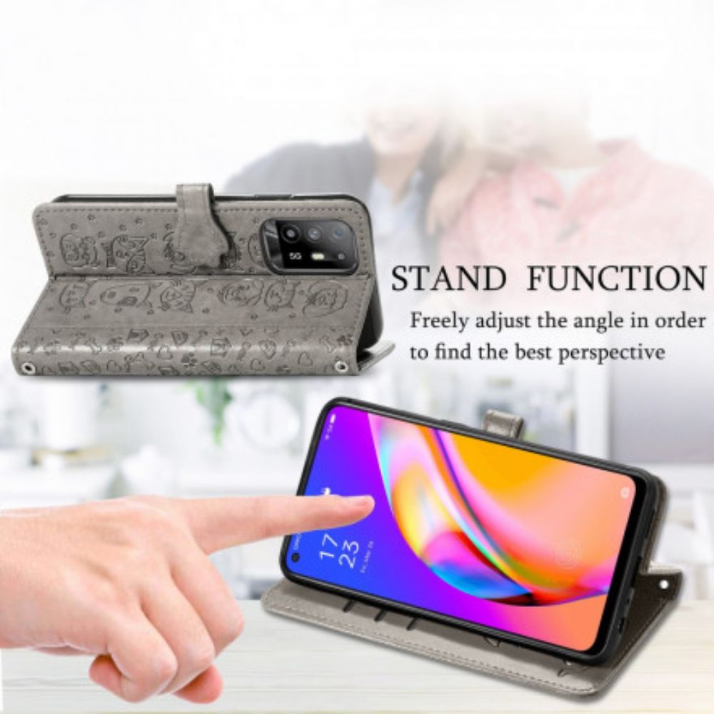 Folio-hoesje voor Oppo A94 5G Geanimeerde Dieren