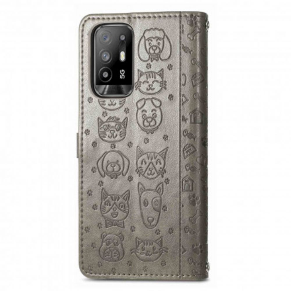 Folio-hoesje voor Oppo A94 5G Geanimeerde Dieren