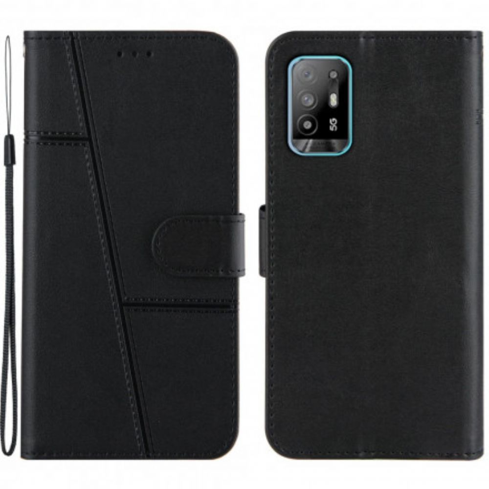 Folio-hoesje voor Oppo A94 5G Met Ketting Geo Kunstleren Band