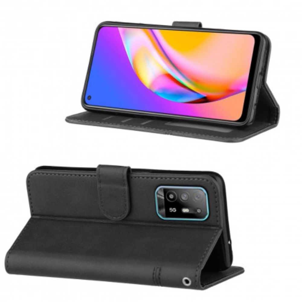 Folio-hoesje voor Oppo A94 5G Met Ketting Geo Kunstleren Band