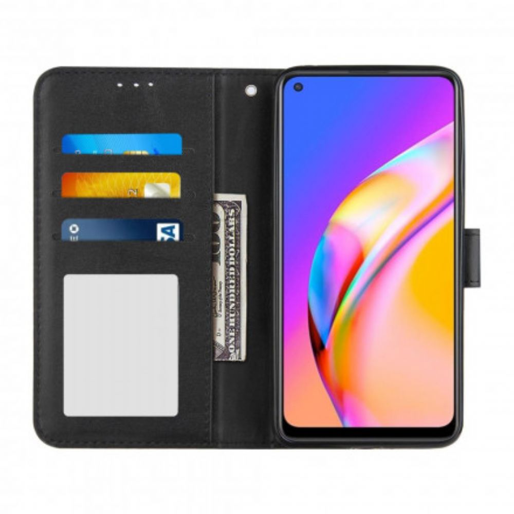 Folio-hoesje voor Oppo A94 5G Met Ketting Geo Kunstleren Band