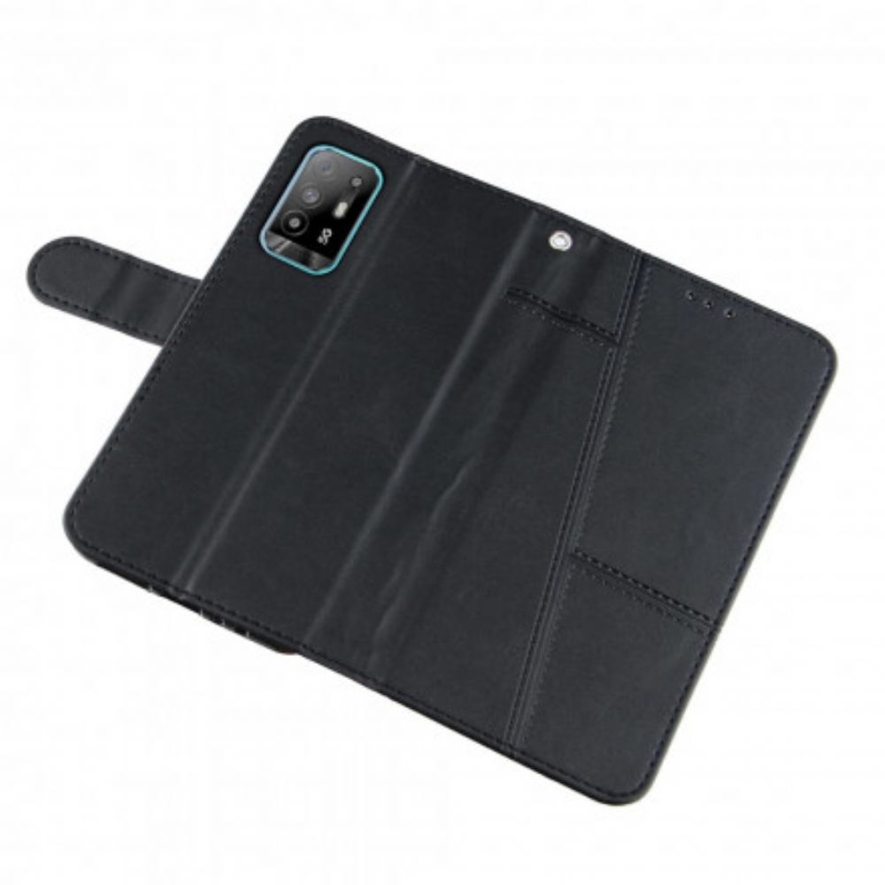Folio-hoesje voor Oppo A94 5G Met Ketting Geo Kunstleren Band