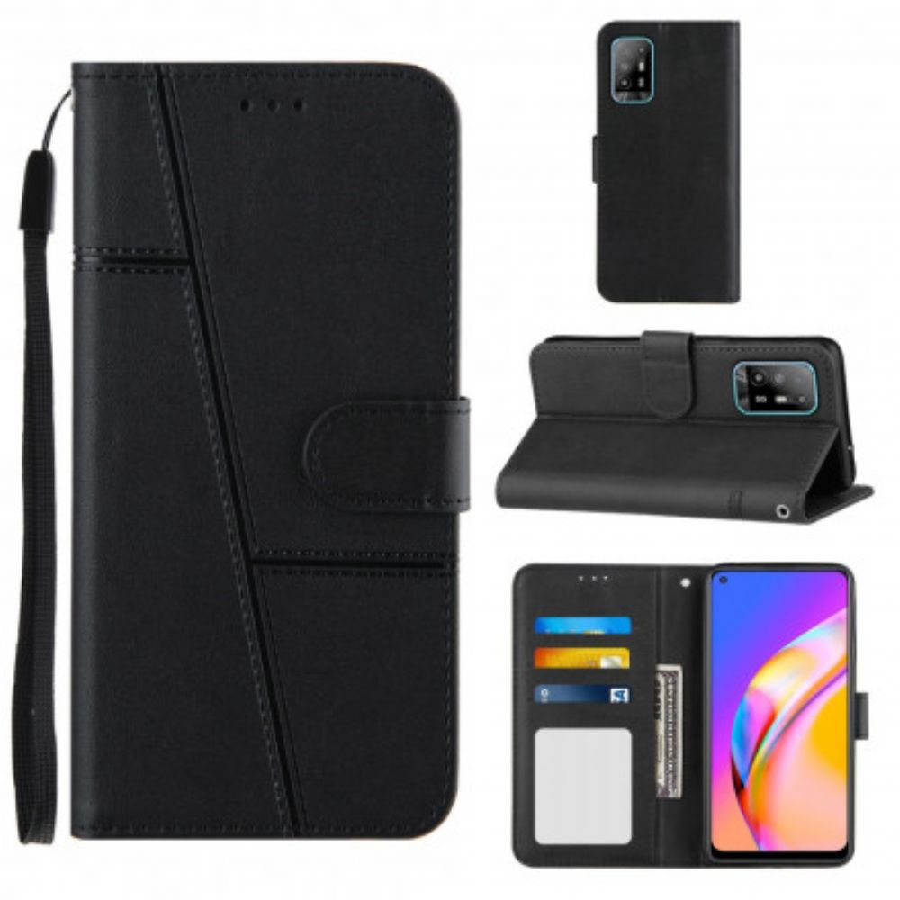 Folio-hoesje voor Oppo A94 5G Met Ketting Geo Kunstleren Band