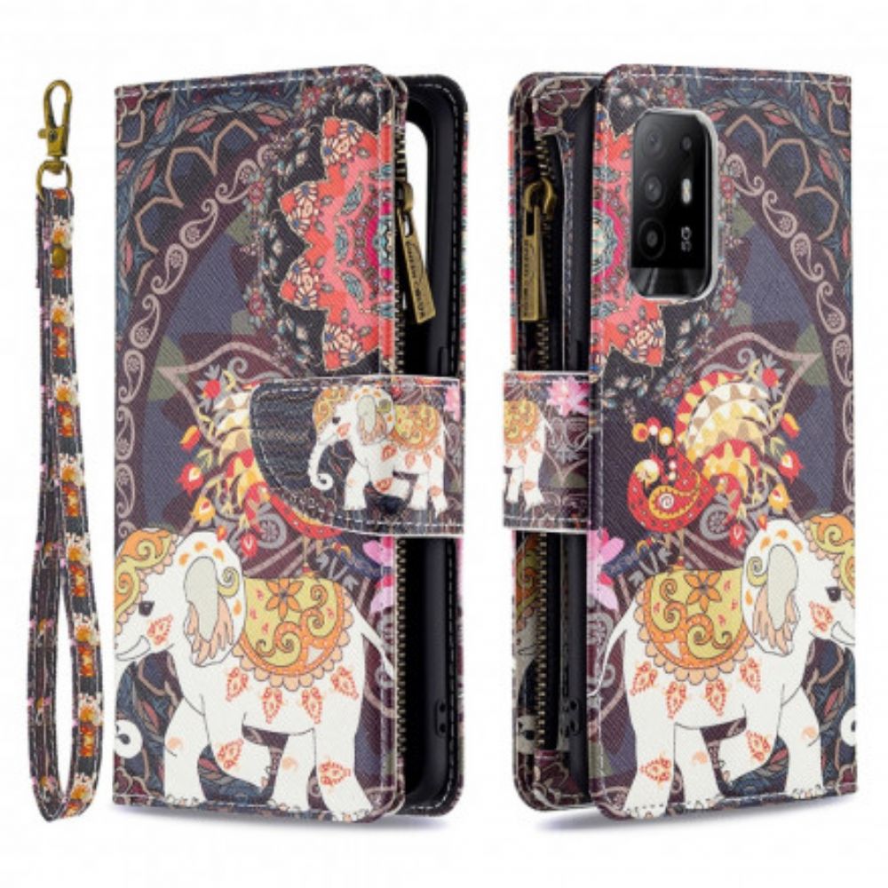 Folio-hoesje voor Oppo A94 5G Olifantenzak Met Rits