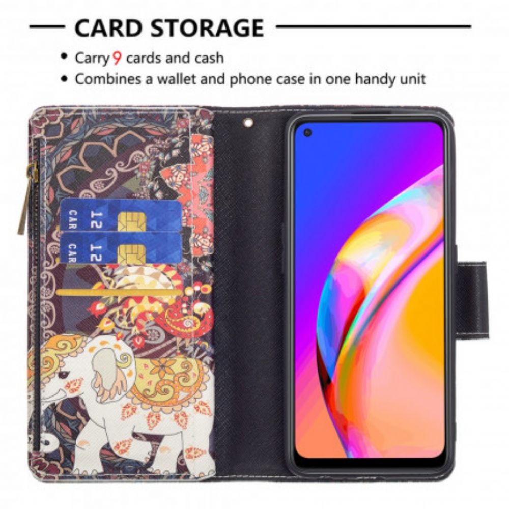 Folio-hoesje voor Oppo A94 5G Olifantenzak Met Rits