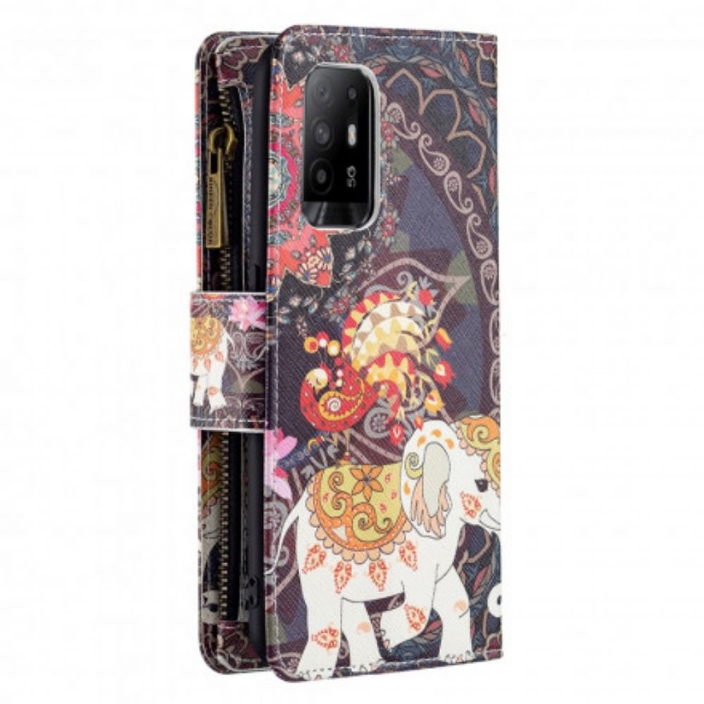 Folio-hoesje voor Oppo A94 5G Olifantenzak Met Rits