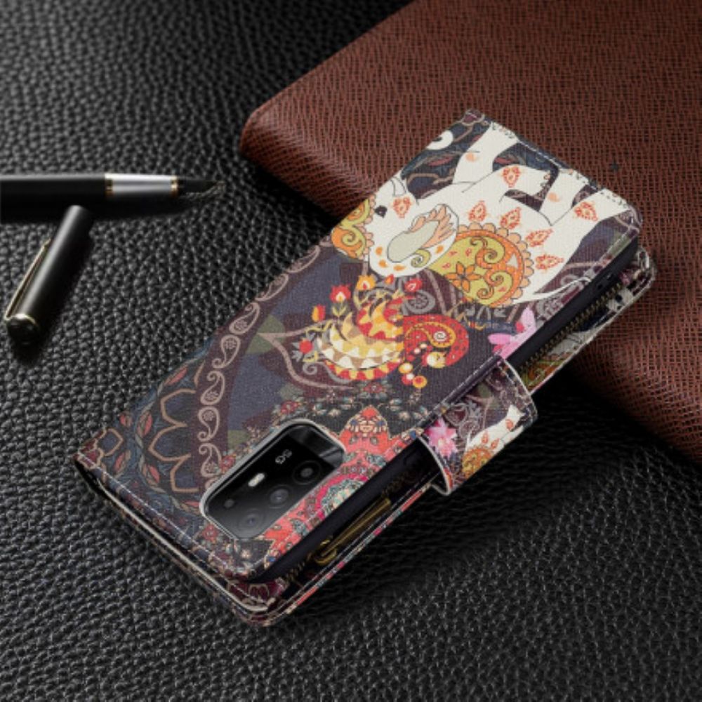 Folio-hoesje voor Oppo A94 5G Olifantenzak Met Rits