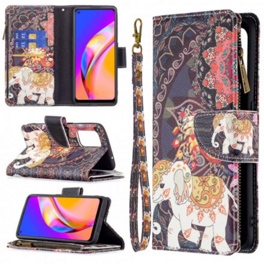 Folio-hoesje voor Oppo A94 5G Olifantenzak Met Rits