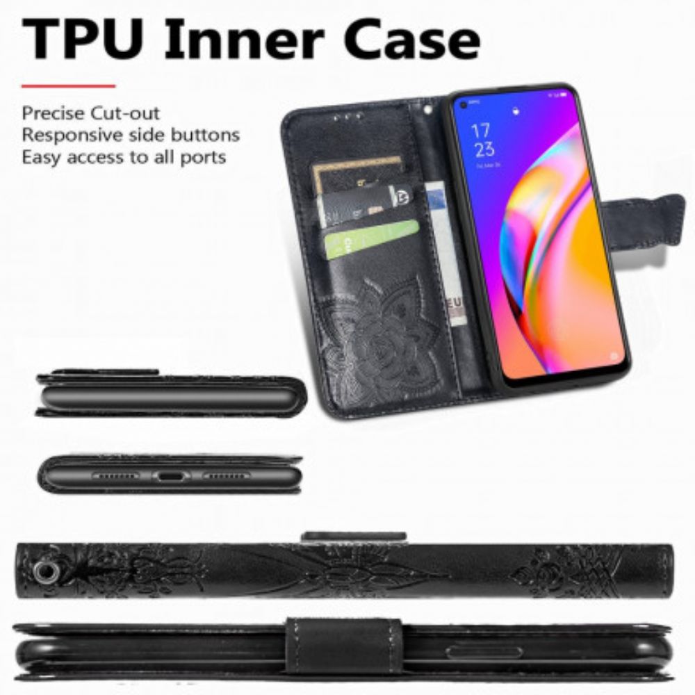Leren Hoesje voor Oppo A94 5G Halve Vlinders