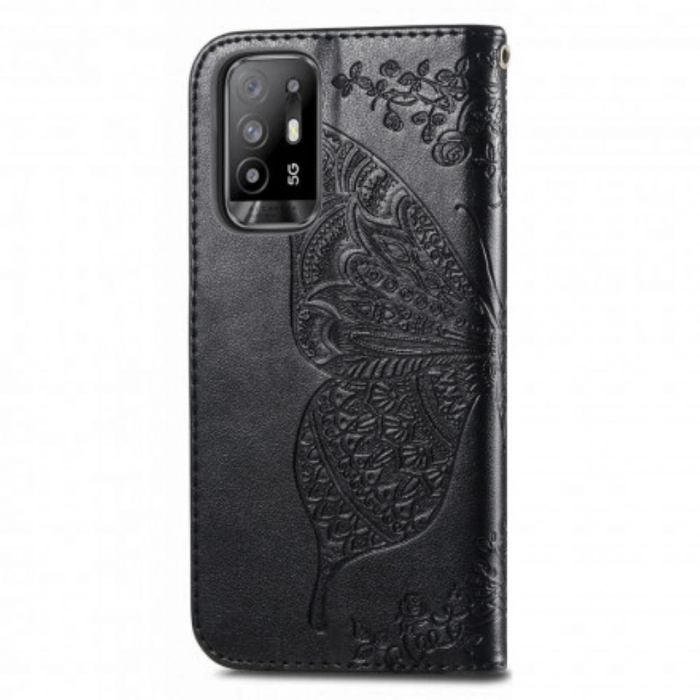 Leren Hoesje voor Oppo A94 5G Halve Vlinders