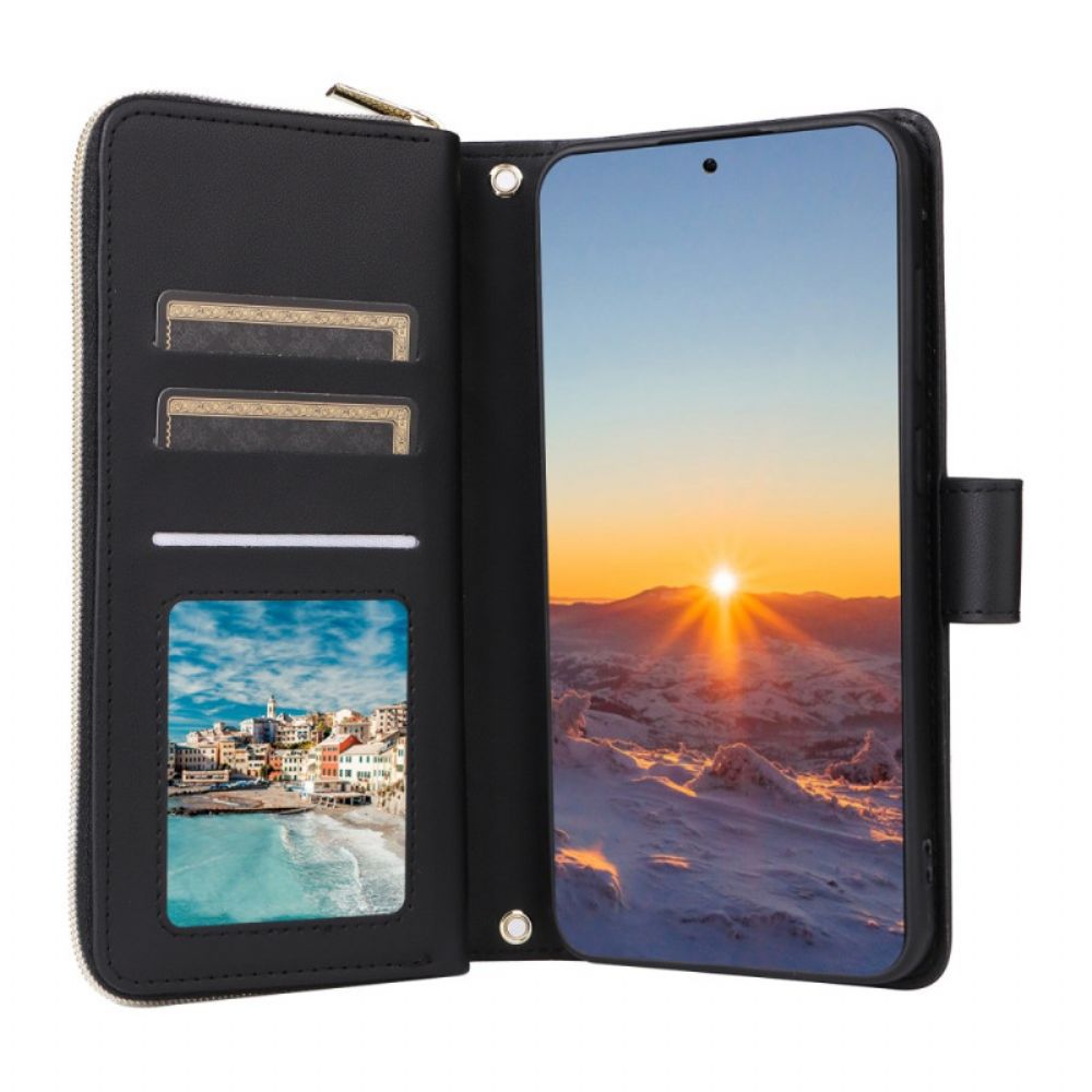 Folio-hoesje Samsung Galaxy S24 Fe Gewatteerde Portemonnee Met Schouderband