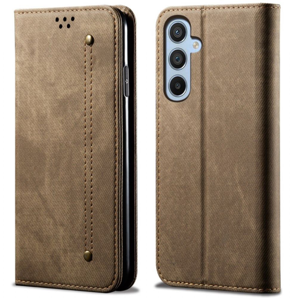 Folio-hoesje Samsung Galaxy S24 Fe Telefoonhoesje Jeansstof