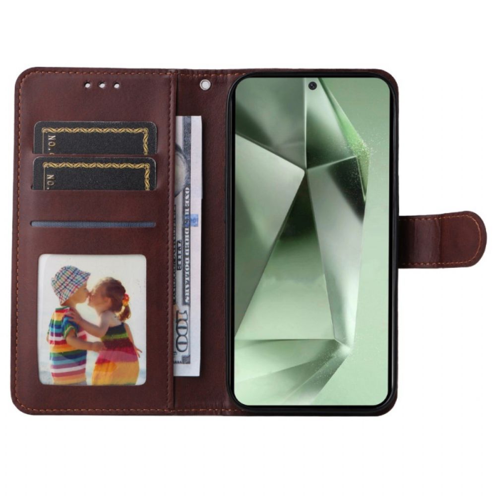 Folio-hoesje Samsung Galaxy S24 Fe Telefoonhoesje Klassiek Leereffect Met Riem