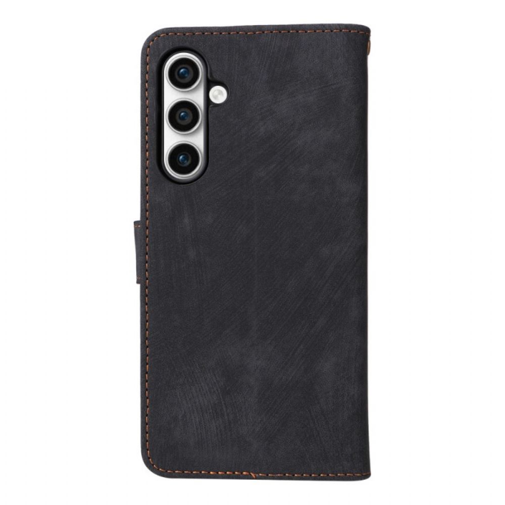 Folio-hoesje Samsung Galaxy S24 Fe Telefoonhoesje Rfid-blokkeerportemonnee Met Suède Effect