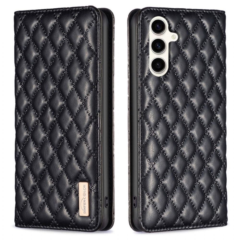 Folio-hoesje Voor Samsung Galaxy S24 Fe Gewatteerde Binfen Kleur
