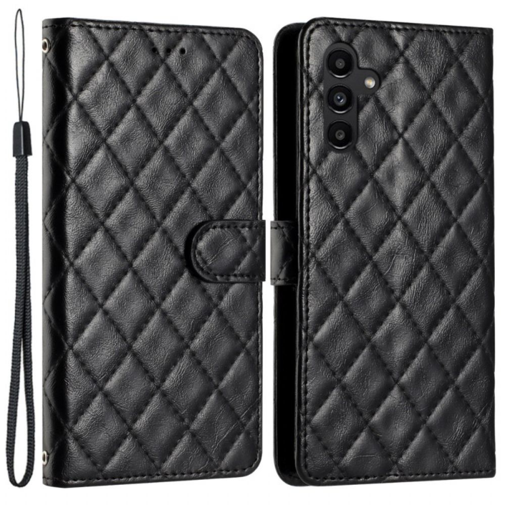 Leren Hoesje Samsung Galaxy S24 Fe Gewatteerd Ontwerp