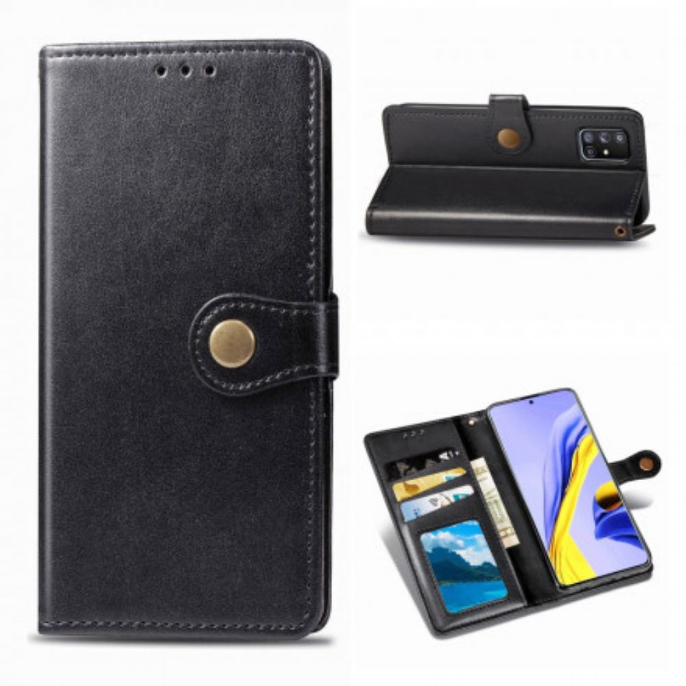 Folio-hoesje voor Samsung Galaxy A71 5G Faux Leder En Vintage Sluiting