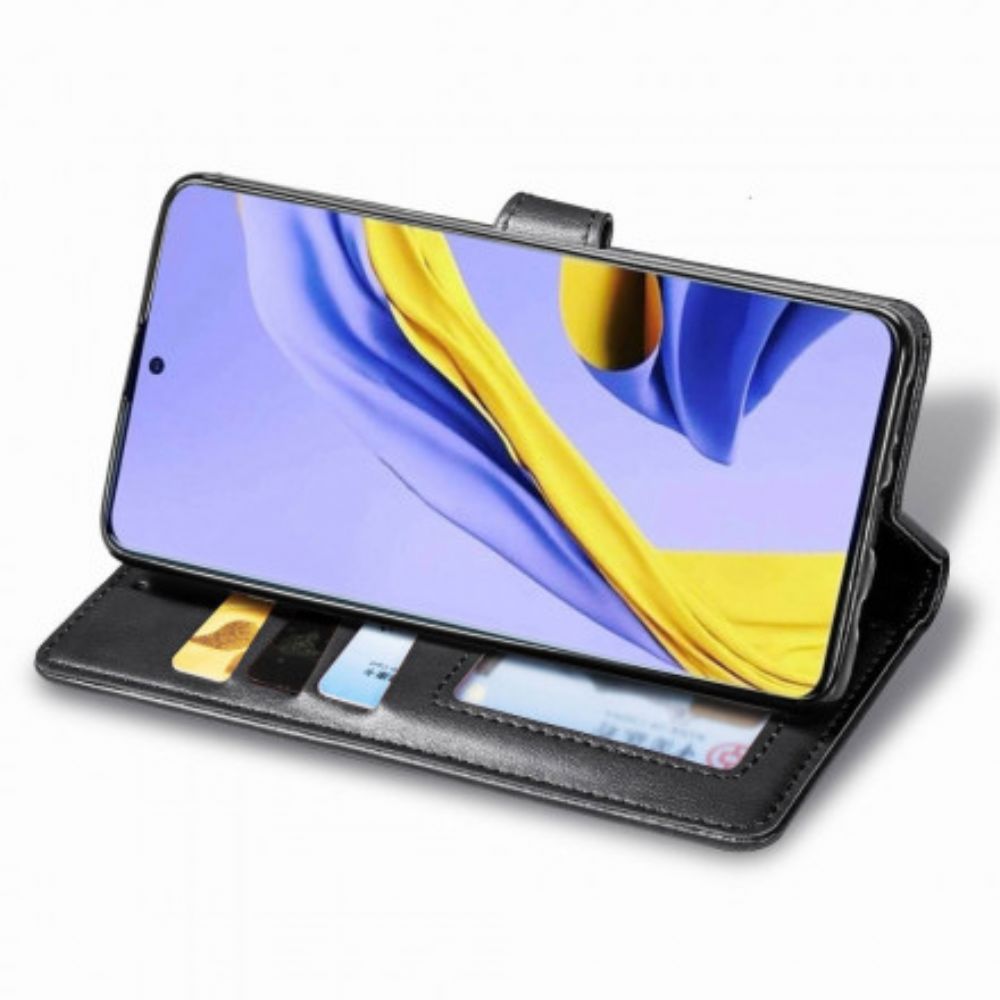 Folio-hoesje voor Samsung Galaxy A71 5G Faux Leder En Vintage Sluiting