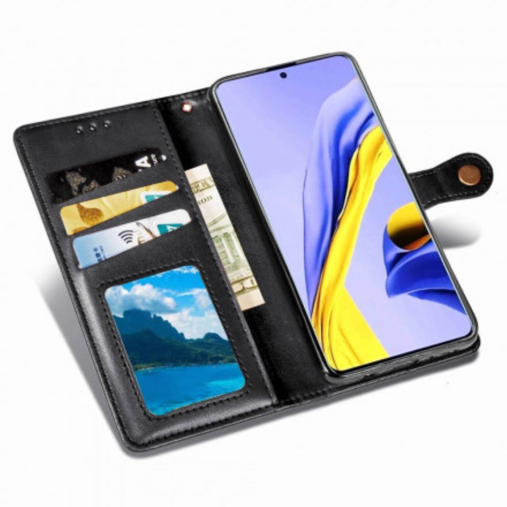 Folio-hoesje voor Samsung Galaxy A71 5G Faux Leder En Vintage Sluiting