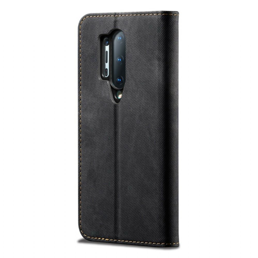 Bescherming Hoesje voor OnePlus 8 Pro Folio-hoesje Imitatieleer Jeanstextuur