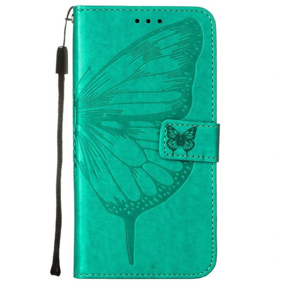 Folio-hoesje voor Samsung Galaxy S23 Plus 5G Met Ketting Barokke Strappy Vlinder