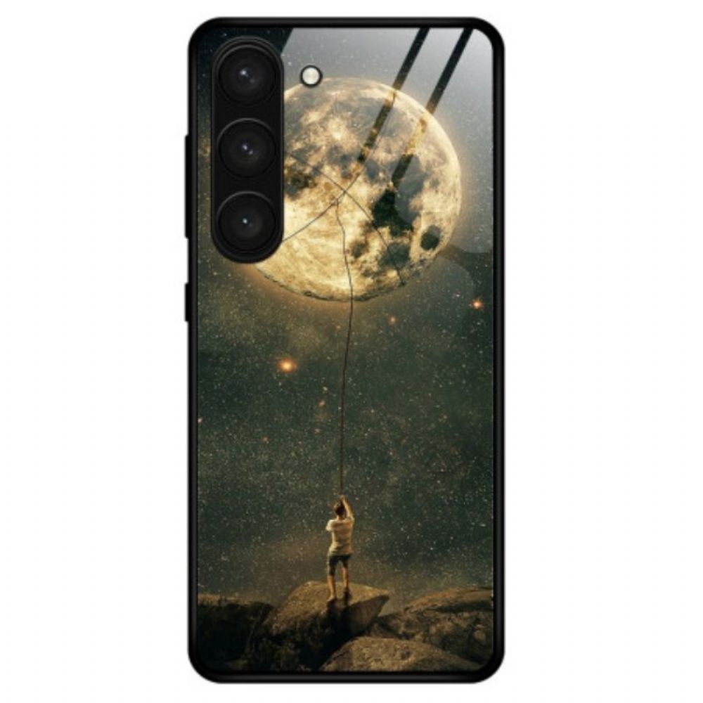 Hoesje voor Samsung Galaxy S23 Plus 5G Moon Man Gehard Glas