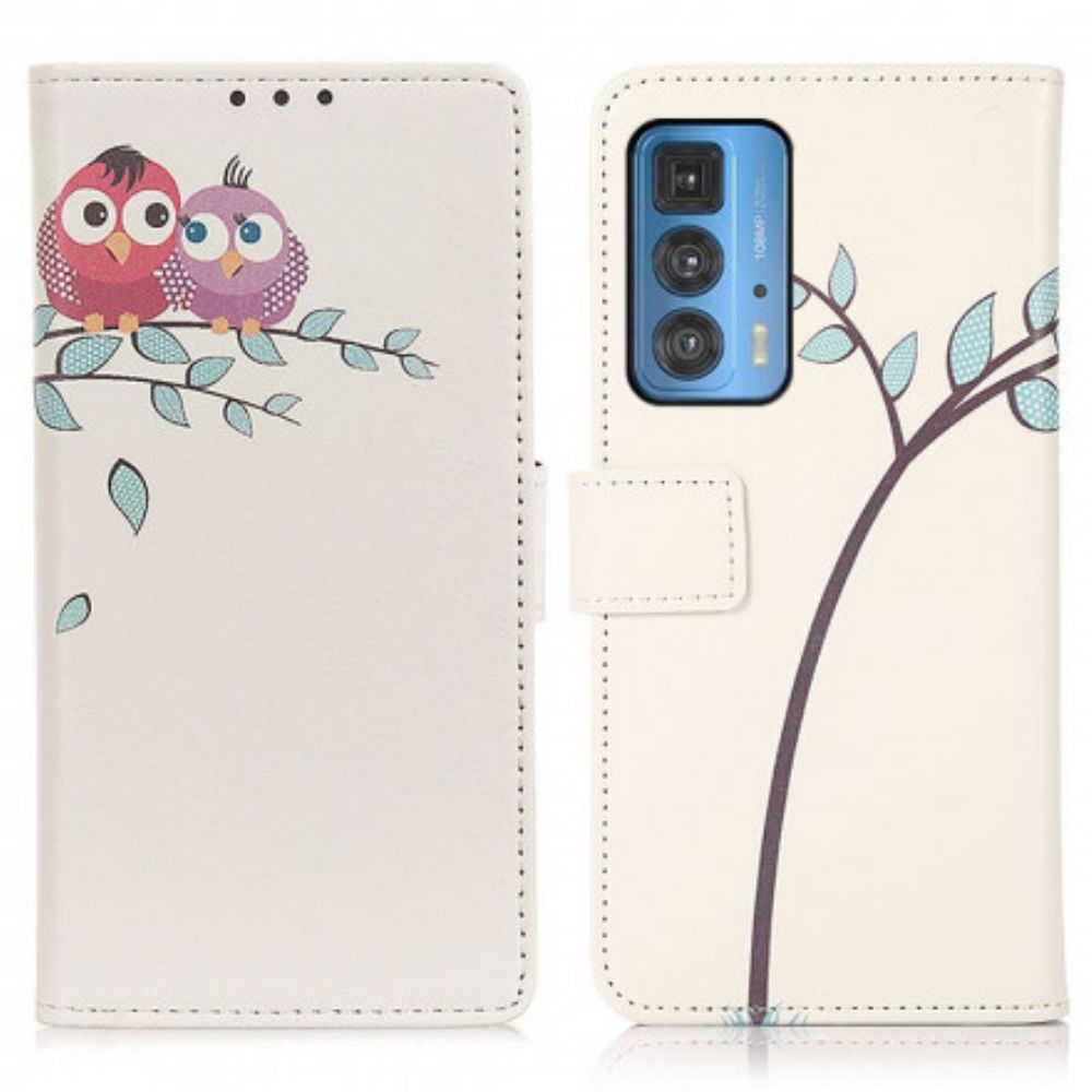 Folio-hoesje voor Motorola Edge 20 Pro Paar Uilen In De Boom