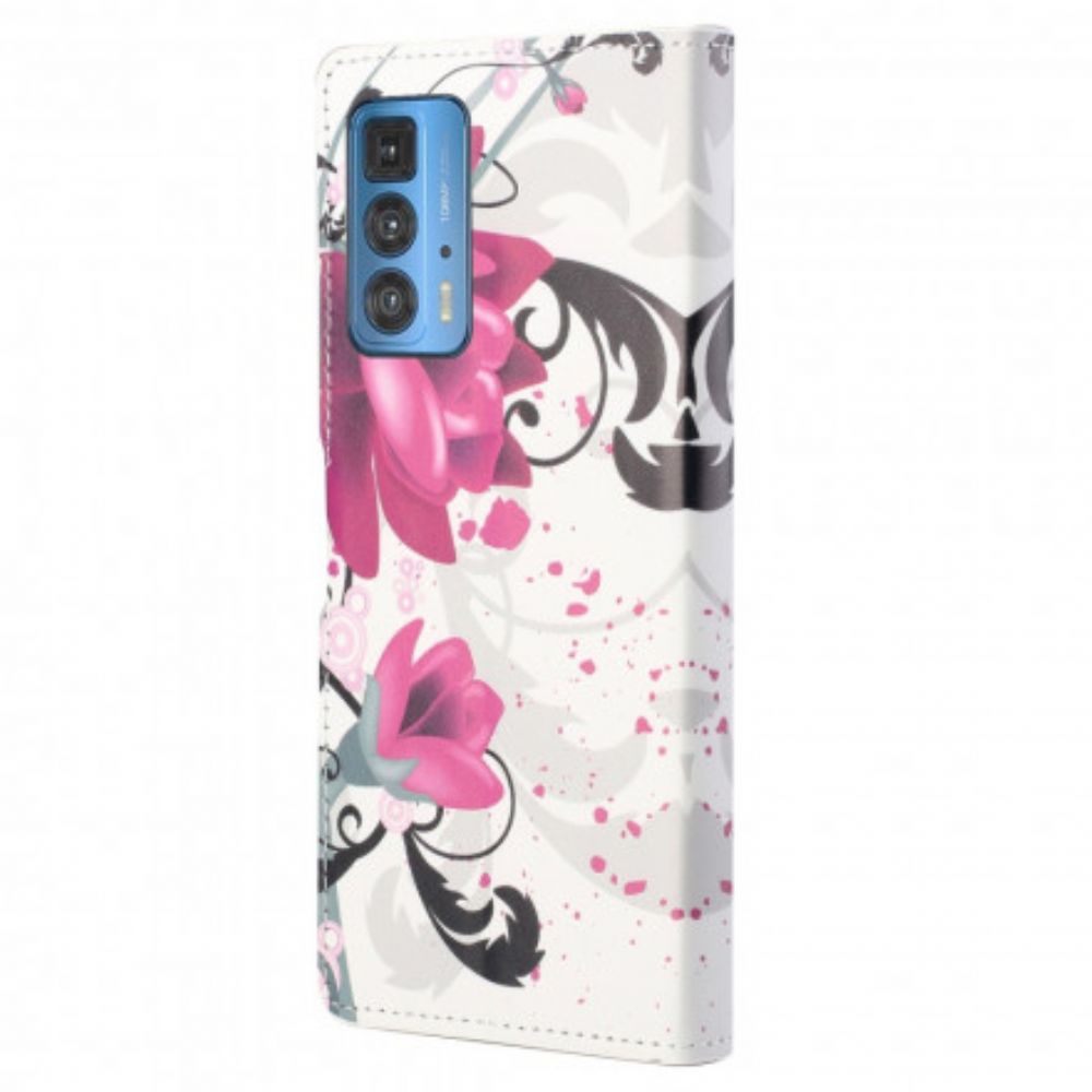 Folio-hoesje voor Motorola Edge 20 Pro Tropische Bloemen