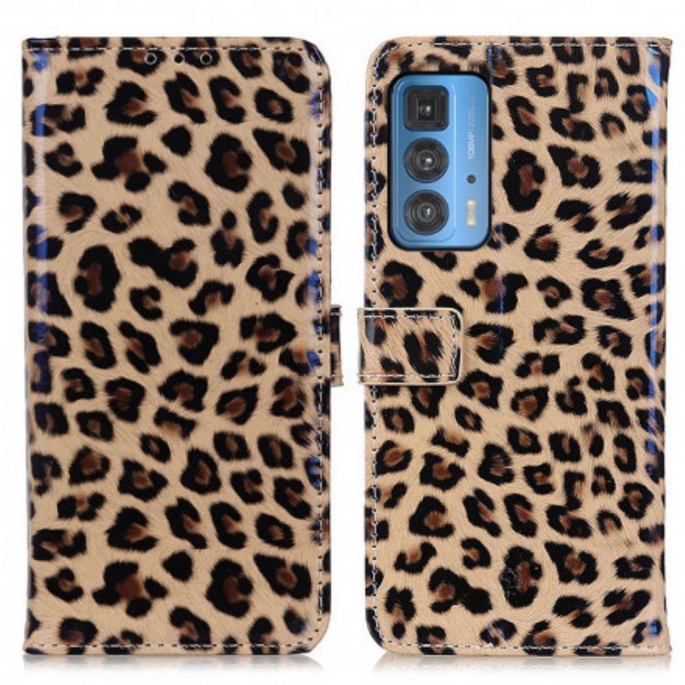 Leren Hoesje voor Motorola Edge 20 Pro Luipaard