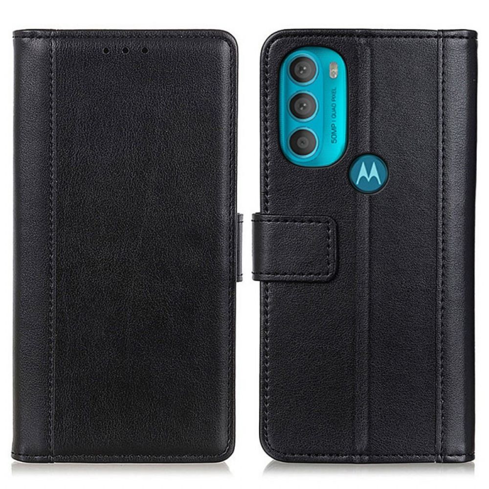 Flip Case voor Moto G71 5G Gekleurde Versie Met Leereffect